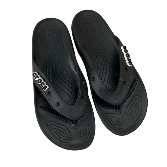 Crocs Thong Flat Black Slide Pool Outdoor Sandals Unisex M 7 W 9 - Picture 2 of 5